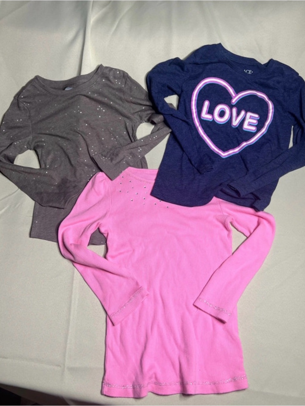 jumping beans Girls Long Sleeve Tee Trio - Navy, Pink & Gray